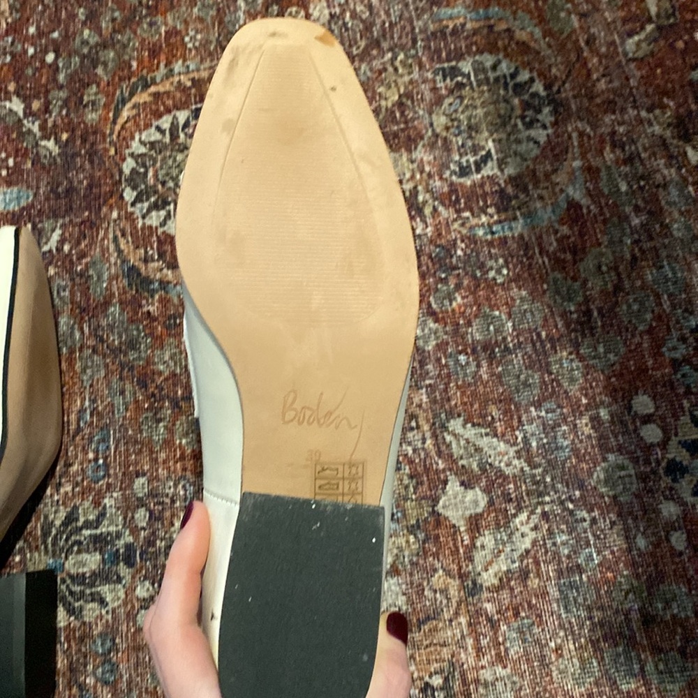 New Boden Cream/White Leather Block Heel Loafers. Size 39. Made In Spain. Chic! - Picture 8 of 12